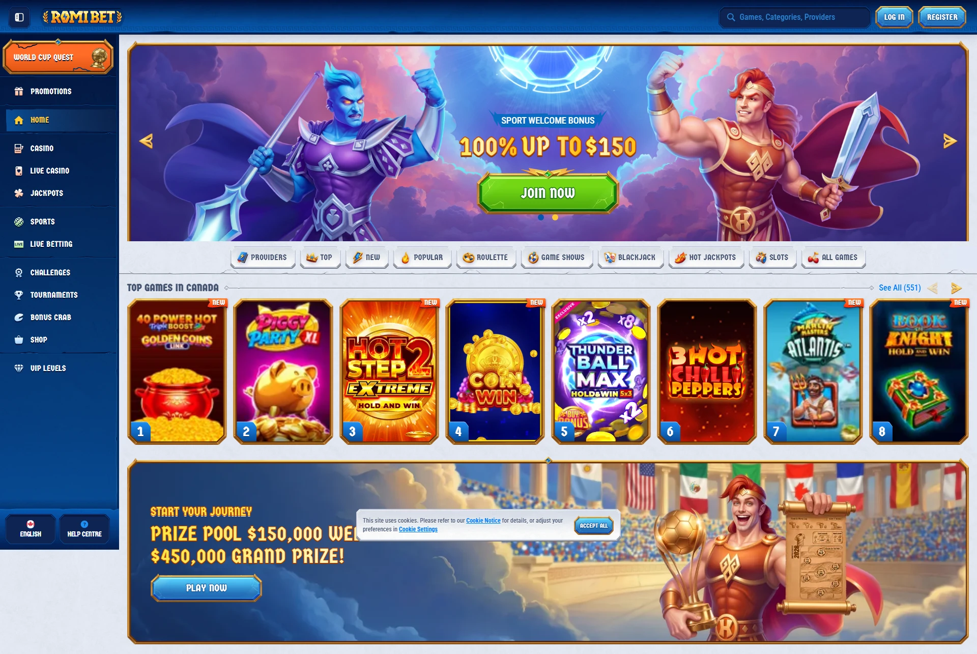 romibet Casino homepage ufficiale